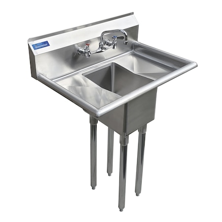 Amgood Stainless Steel 1 Compartment Utility Sink with 10 in. Left and Right Drainboards and Faucet SINK 101410-10LR - FAUCET